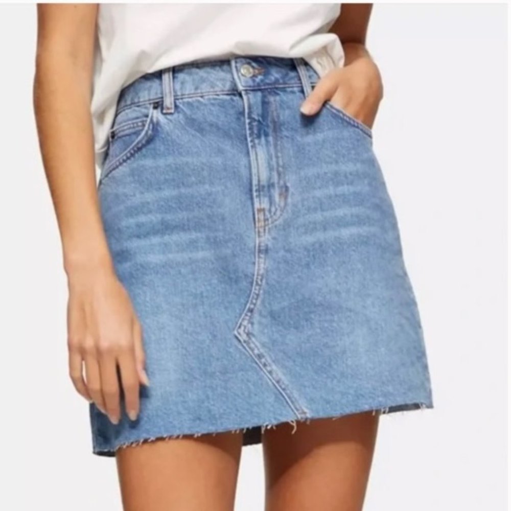 TopShop Denim High Waisted Mini Skirt